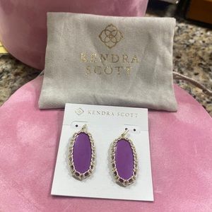 RARE Kendra Scott purple stone gold chain earrings